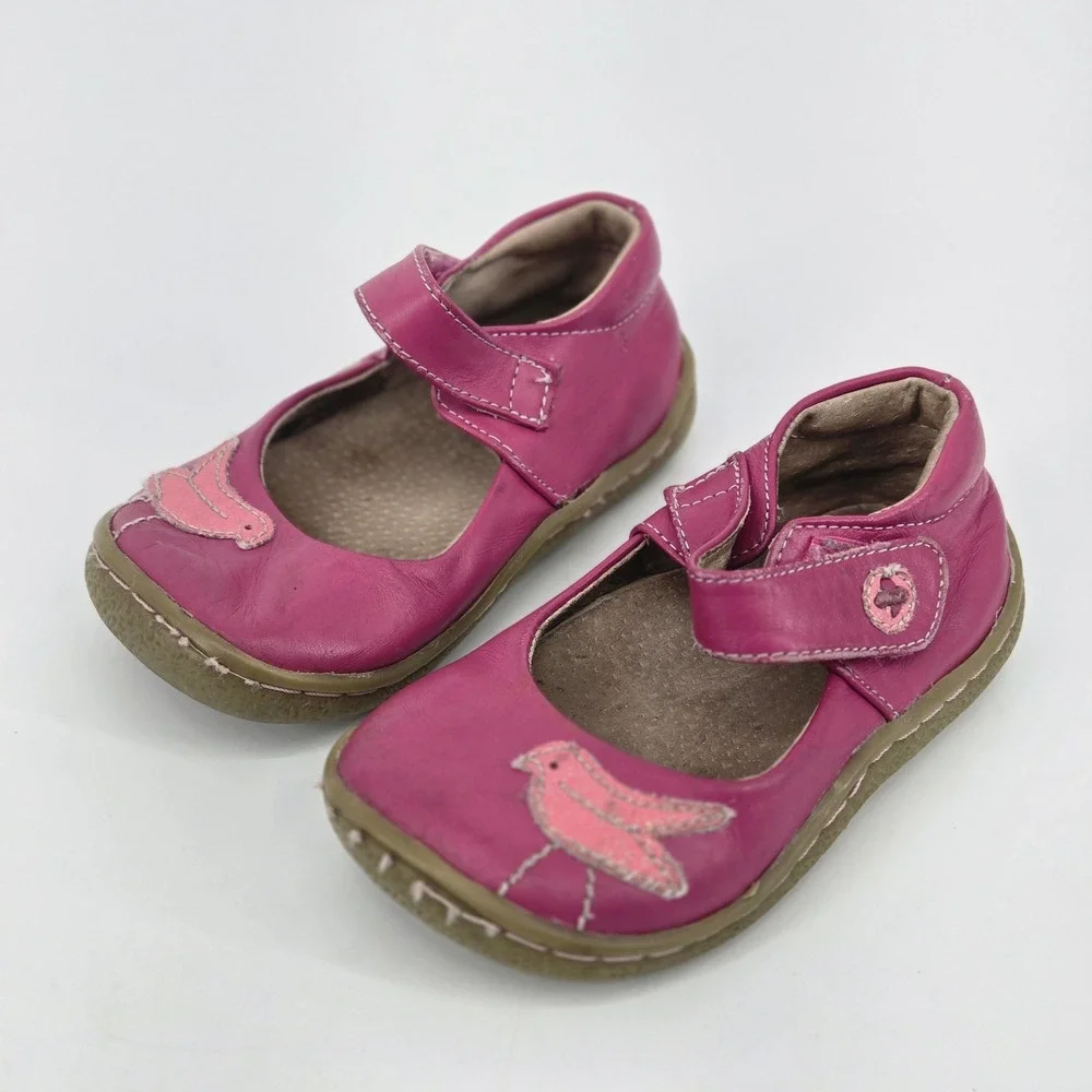 Livie & Luca Pio Pio Magenta Pink Leather Bird Mary Jane Shoes Toddler 7 Retired